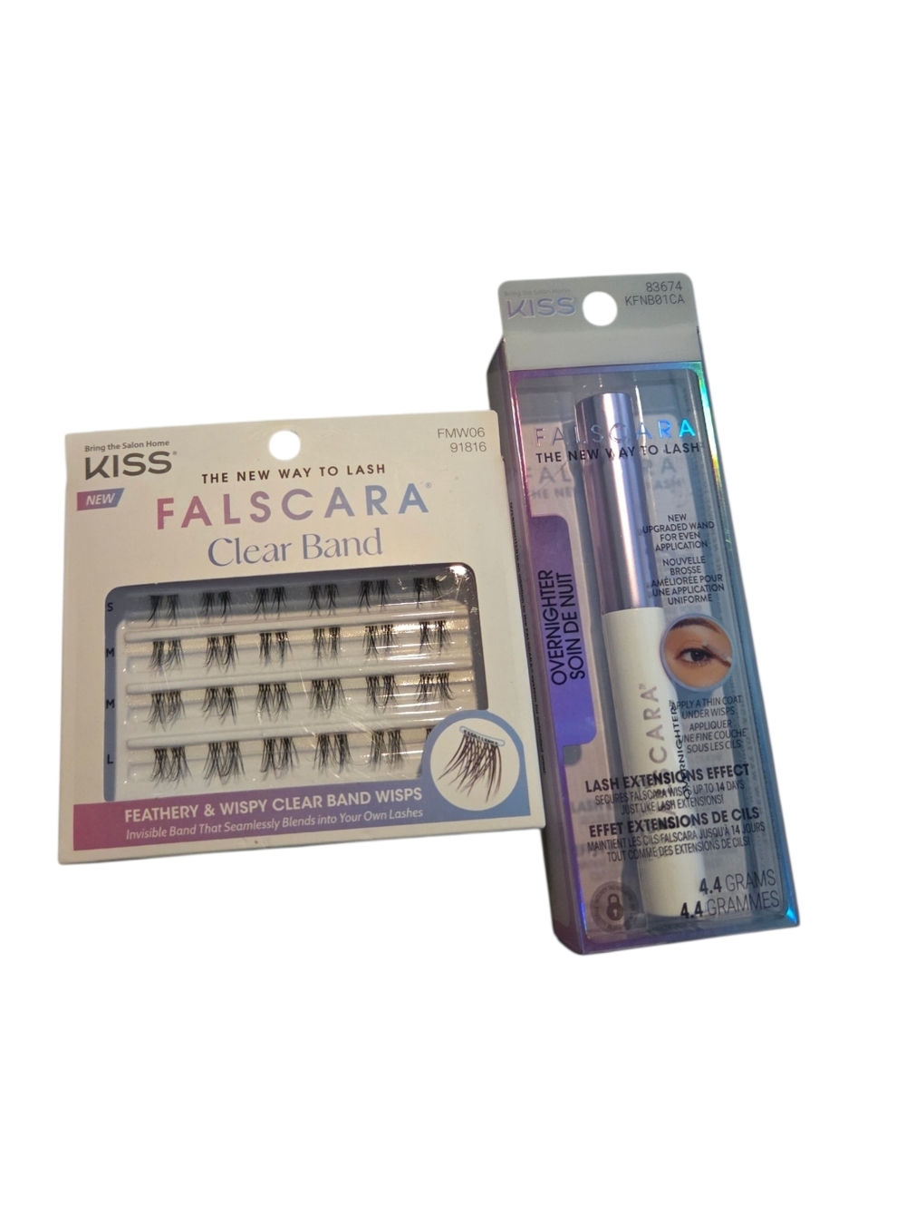 NWT KISS Falscara Feathery&Wispy Lash Cluster & Overnighter 10 Day Sealer Bundle